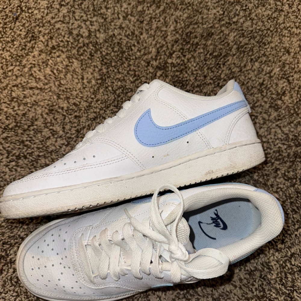Nike White and Light Blue Athletic Shoes
